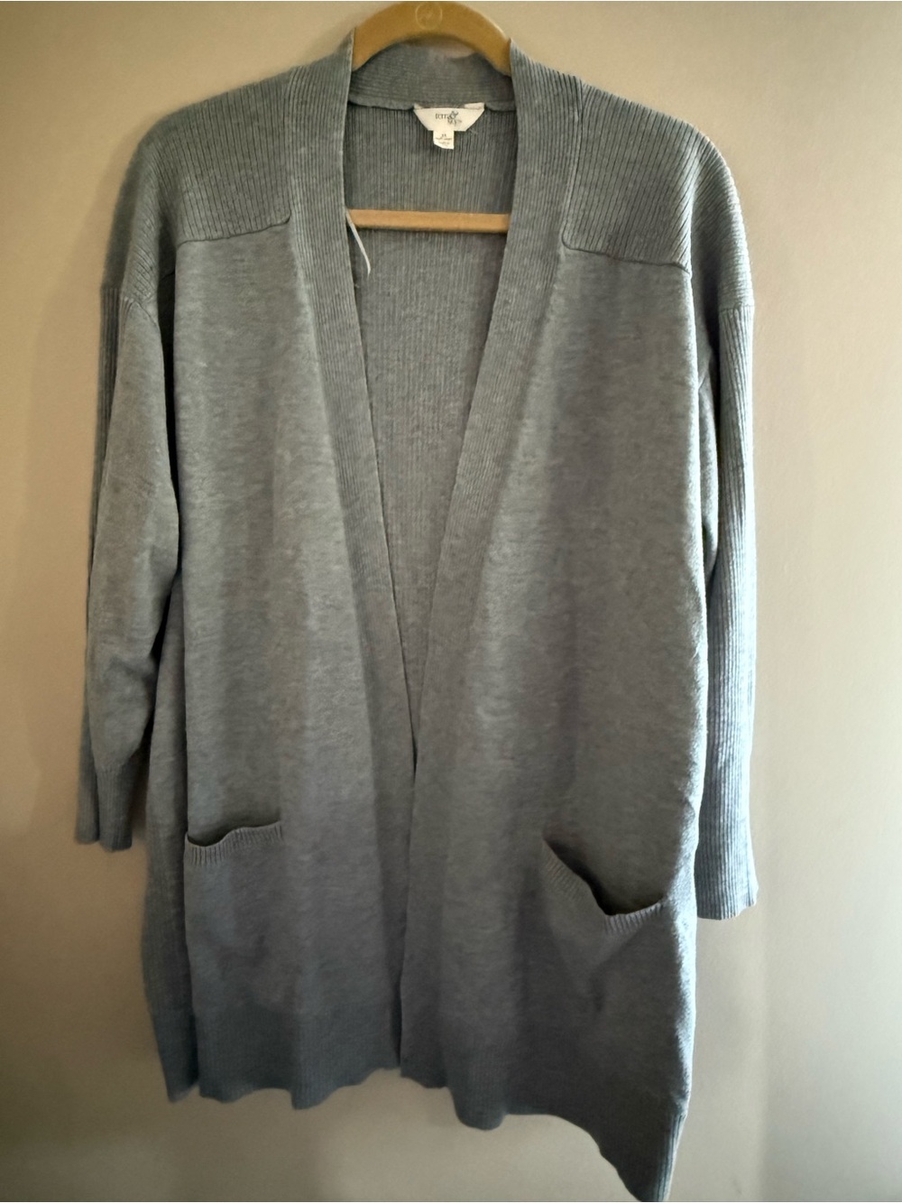 Terra & Sky Light Gray Open-Front Cardigan